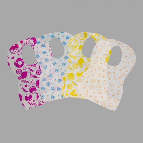 China Disposable Paper Laminated PE Film Baby Bibs Fabricante