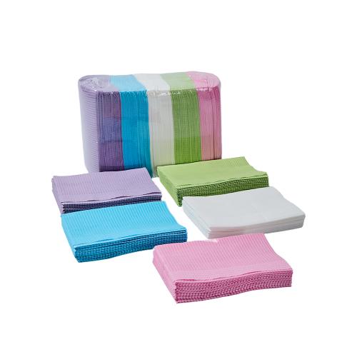 China Telijie Disposable Dental Bibs / Patient Napkins – 50×60cm, 2-Ply Paper + 1-Ply PE Film Fabricante