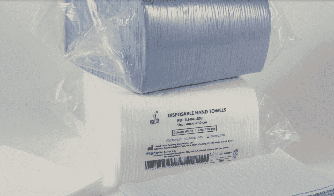 Toalha cirúrgica descartável de papel reforçado com scrim de 3/4 camadas, 40*50cm, absorvente para as mãos.